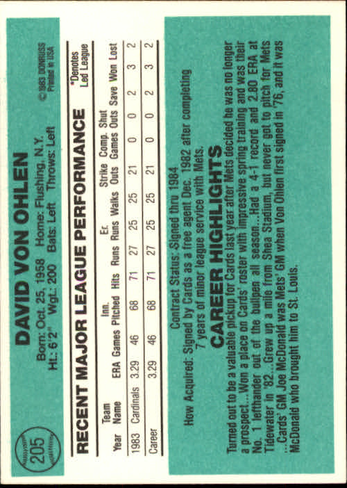 thumbnail 305 - 1984 Donruss Baseball Card Pick 3-313