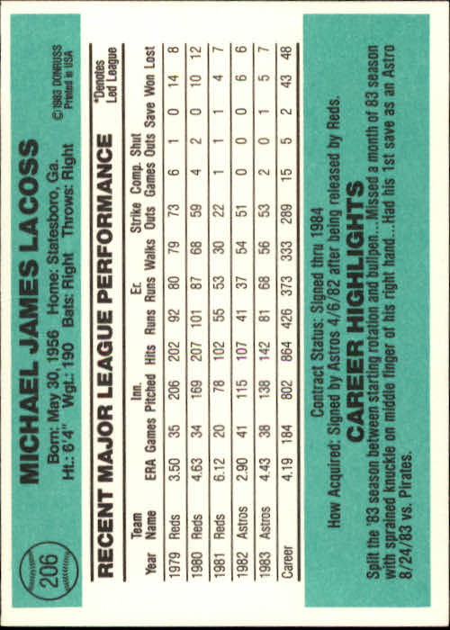 thumbnail 307 - 1984 Donruss Baseball Card Pick 3-313