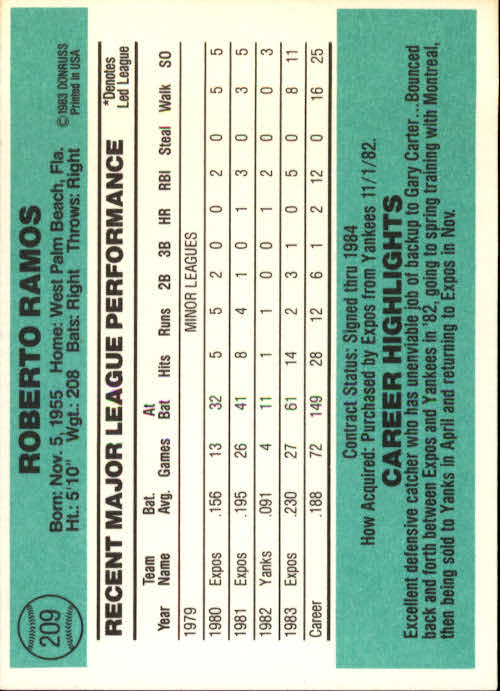 thumbnail 311 - 1984 Donruss Baseball Card Pick 3-313