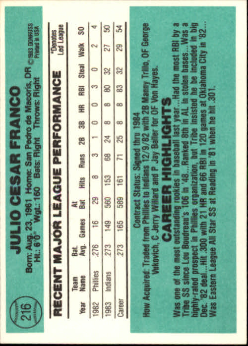 thumbnail 325 - 1984 Donruss Baseball Card Pick 3-313