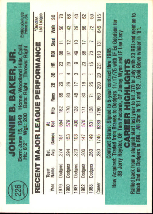 thumbnail 381 - A0070 -1984 Donruss Baseball #s 223-472 +Rookies - You Pick - 10+ FREE US SHIP