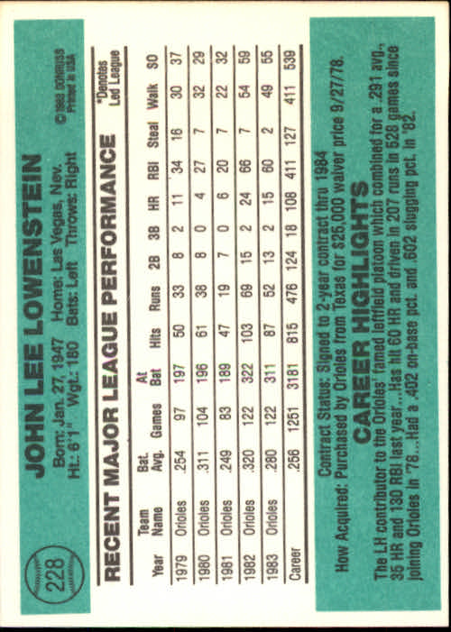 thumbnail 55 - A0070 -1984 Donruss Baseball #s 223-472 +Rookies - You Pick - 10+ FREE US SHIP