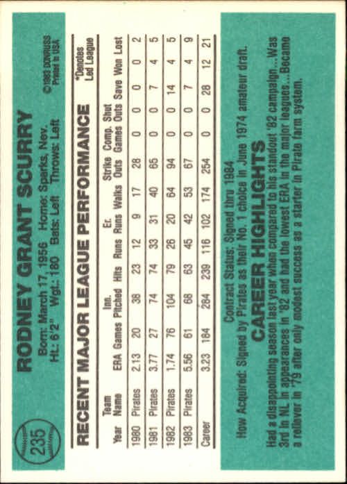 thumbnail 63 - A0070 -1984 Donruss Baseball #s 223-472 +Rookies - You Pick - 10+ FREE US SHIP