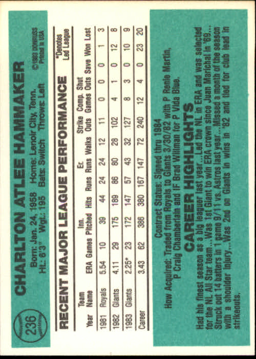 thumbnail 359 - 1984 Donruss Baseball Card Pick 3-313