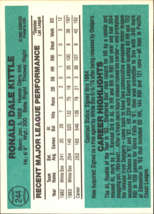 thumbnail 77 - A0070 -1984 Donruss Baseball #s 223-472 +Rookies - You Pick - 10+ FREE US SHIP