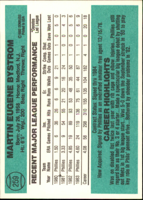 thumbnail 101 - A0070 -1984 Donruss Baseball #s 223-472 +Rookies - You Pick - 10+ FREE US SHIP
