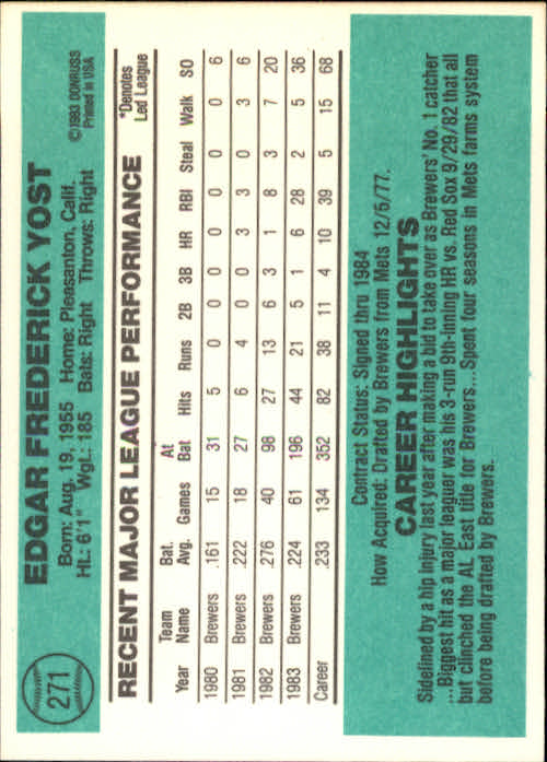 thumbnail 121 - A0070 -1984 Donruss Baseball #s 223-472 +Rookies - You Pick - 10+ FREE US SHIP