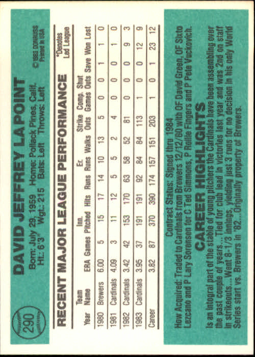 thumbnail 459 - 1984 Donruss Baseball Card Pick 3-313