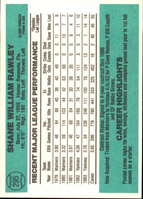 thumbnail 153 - A0070 -1984 Donruss Baseball #s 223-472 +Rookies - You Pick - 10+ FREE US SHIP