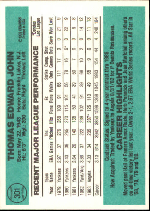 thumbnail 475 - 1984 Donruss Baseball Card Pick 3-313