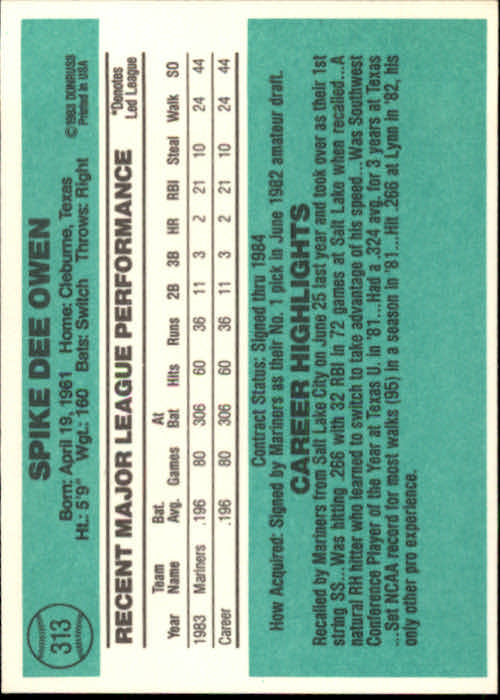 thumbnail 497 - 1984 Donruss Baseball Card Pick 3-313