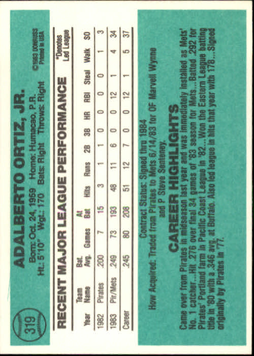 thumbnail 181 - A0070 -1984 Donruss Baseball #s 223-472 +Rookies - You Pick - 10+ FREE US SHIP
