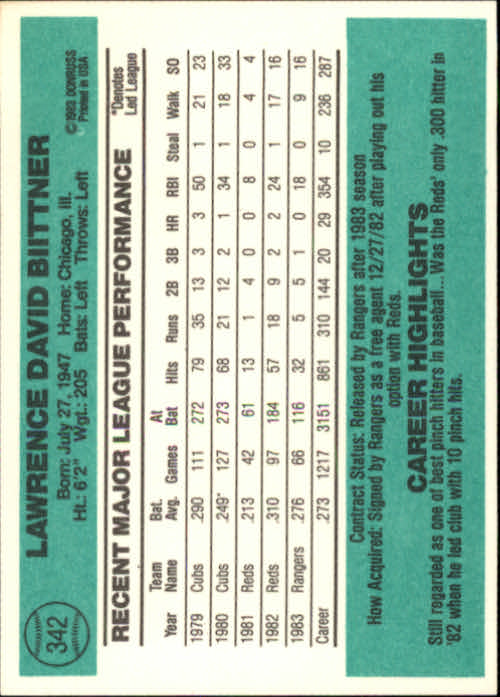 thumbnail 221 - A0070 -1984 Donruss Baseball #s 223-472 +Rookies - You Pick - 10+ FREE US SHIP
