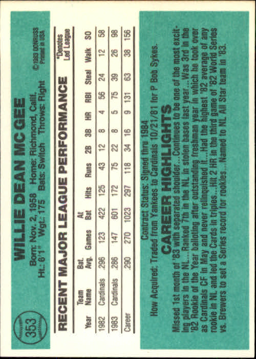 thumbnail 431 - A0070 -1984 Donruss Baseball #s 223-472 +Rookies - You Pick - 10+ FREE US SHIP