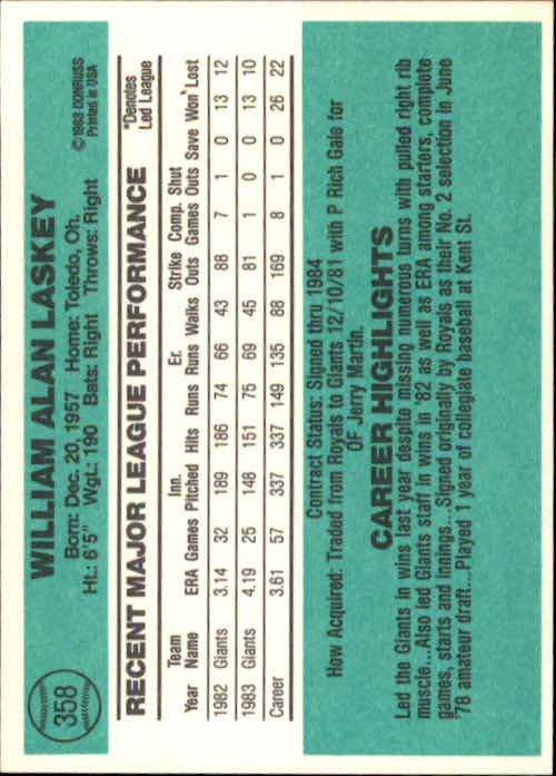 thumbnail 237 - A0070 -1984 Donruss Baseball #s 223-472 +Rookies - You Pick - 10+ FREE US SHIP