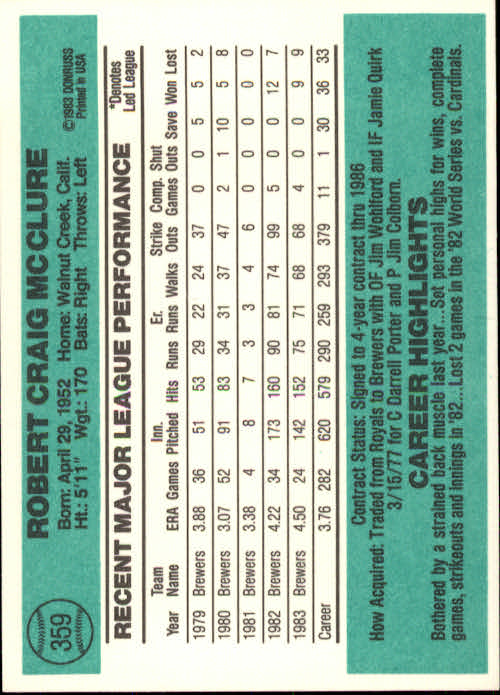 thumbnail 239 - A0070 -1984 Donruss Baseball #s 223-472 +Rookies - You Pick - 10+ FREE US SHIP