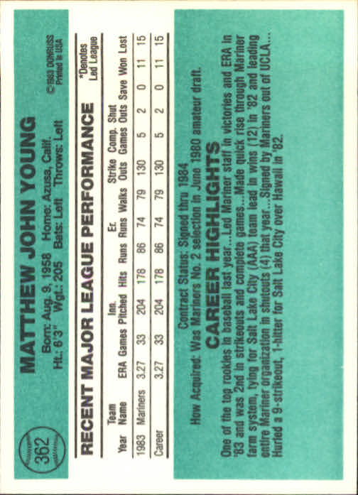 thumbnail 271 - 1984 DONRUSS BASEBALL ASSORTED SINGLES U-PICK 223-472