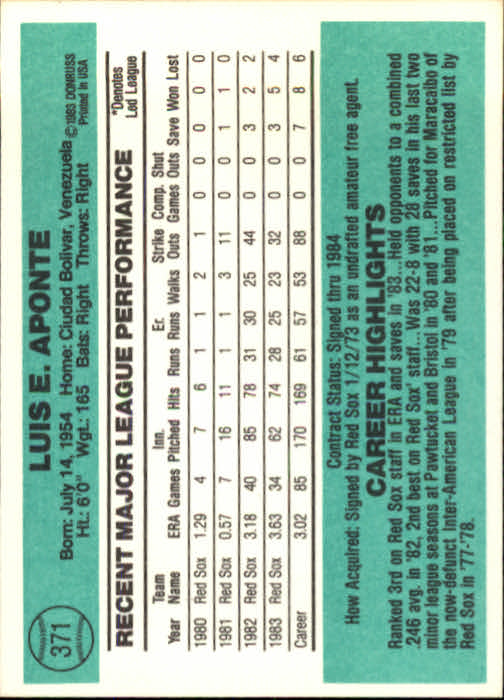 thumbnail 255 - A0070 -1984 Donruss Baseball #s 223-472 +Rookies - You Pick - 10+ FREE US SHIP