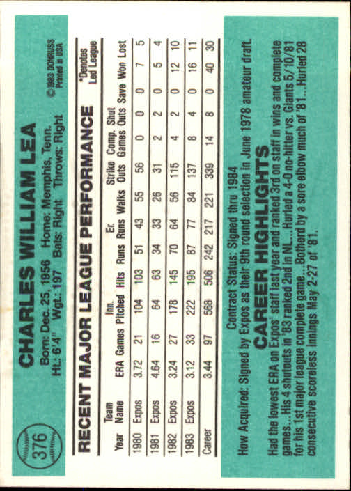 thumbnail 265 - A0070 -1984 Donruss Baseball #s 223-472 +Rookies - You Pick - 10+ FREE US SHIP