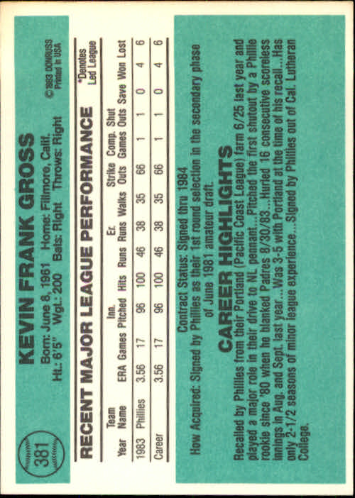 thumbnail 305 - 1984 DONRUSS BASEBALL ASSORTED SINGLES U-PICK 223-472