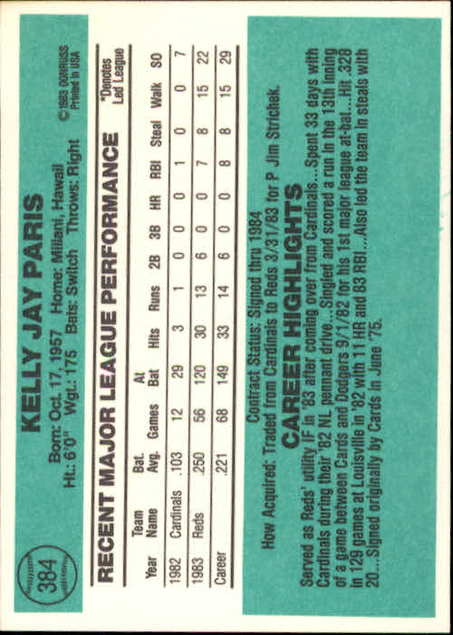 thumbnail 279 - A0070 -1984 Donruss Baseball #s 223-472 +Rookies - You Pick - 10+ FREE US SHIP
