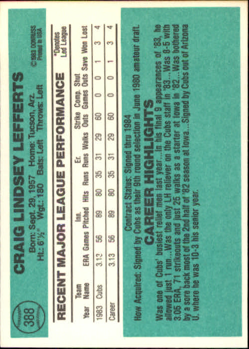 thumbnail 319 - 1984 DONRUSS BASEBALL ASSORTED SINGLES U-PICK 223-472
