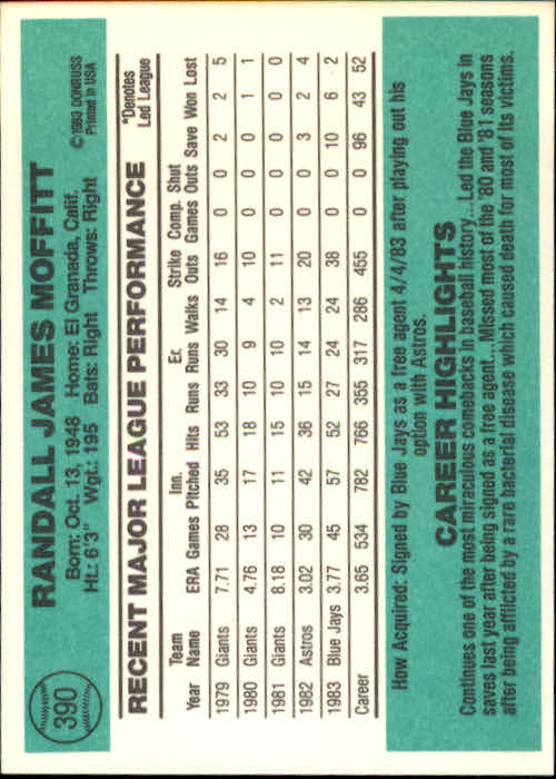 thumbnail 291 - A0070 -1984 Donruss Baseball #s 223-472 +Rookies - You Pick - 10+ FREE US SHIP