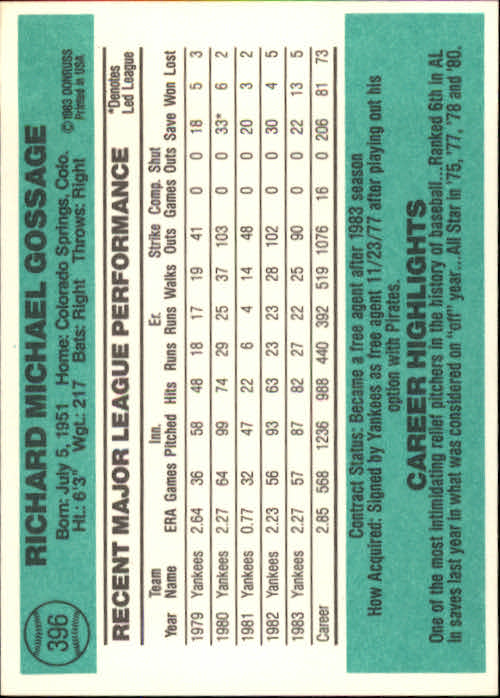 thumbnail 441 - A0070 -1984 Donruss Baseball #s 223-472 +Rookies - You Pick - 10+ FREE US SHIP