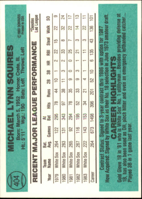 thumbnail 311 - A0070 -1984 Donruss Baseball #s 223-472 +Rookies - You Pick - 10+ FREE US SHIP