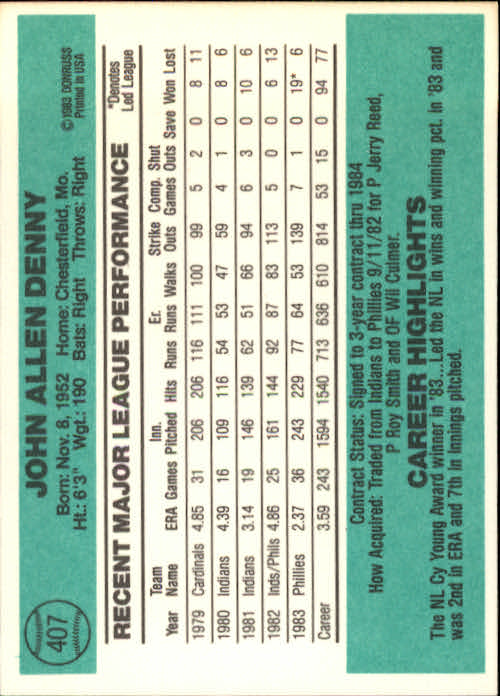 thumbnail 317 - A0070 -1984 Donruss Baseball #s 223-472 +Rookies - You Pick - 10+ FREE US SHIP