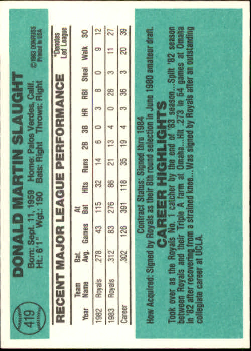 thumbnail 455 - A0070 -1984 Donruss Baseball #s 223-472 +Rookies - You Pick - 10+ FREE US SHIP