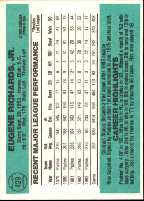 thumbnail 345 - A0070 -1984 Donruss Baseball #s 223-472 +Rookies - You Pick - 10+ FREE US SHIP