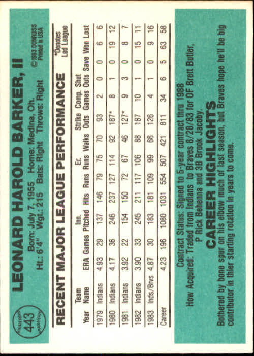 thumbnail 371 - A0070 -1984 Donruss Baseball #s 223-472 +Rookies - You Pick - 10+ FREE US SHIP