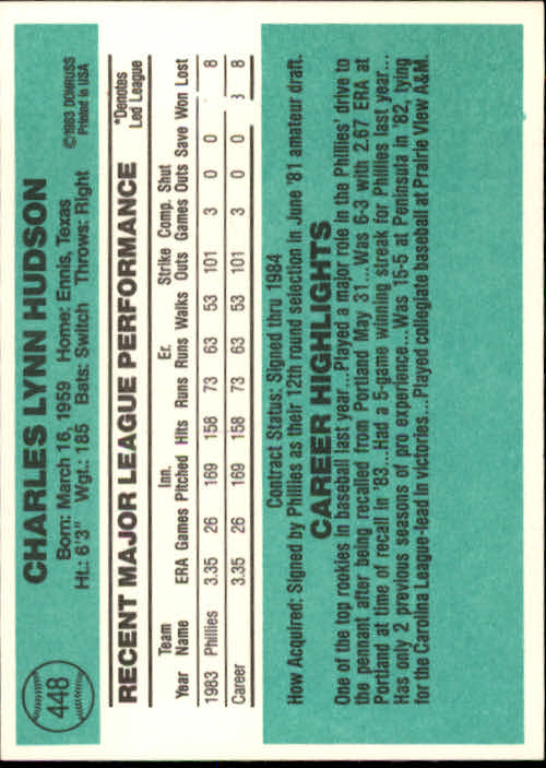 thumbnail 5 - A0070 -1984 Donruss Baseball #s 223-472 +Rookies - You Pick - 10+ FREE US SHIP