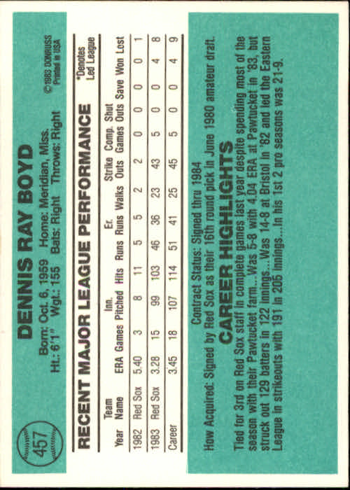 thumbnail 453 - 1984 DONRUSS BASEBALL ASSORTED SINGLES U-PICK 223-472