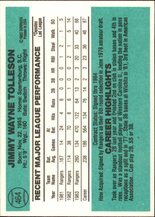 thumbnail 31 - A0070 -1984 Donruss Baseball #s 223-472 +Rookies - You Pick - 10+ FREE US SHIP