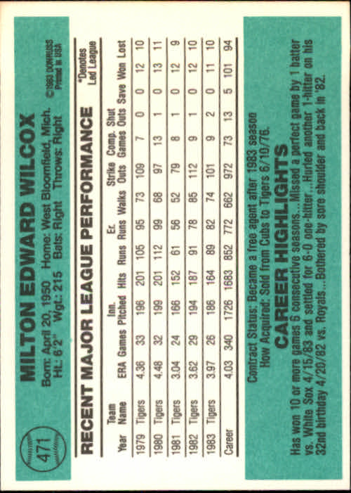 thumbnail 45 - A0070 -1984 Donruss Baseball #s 223-472 +Rookies - You Pick - 10+ FREE US SHIP
