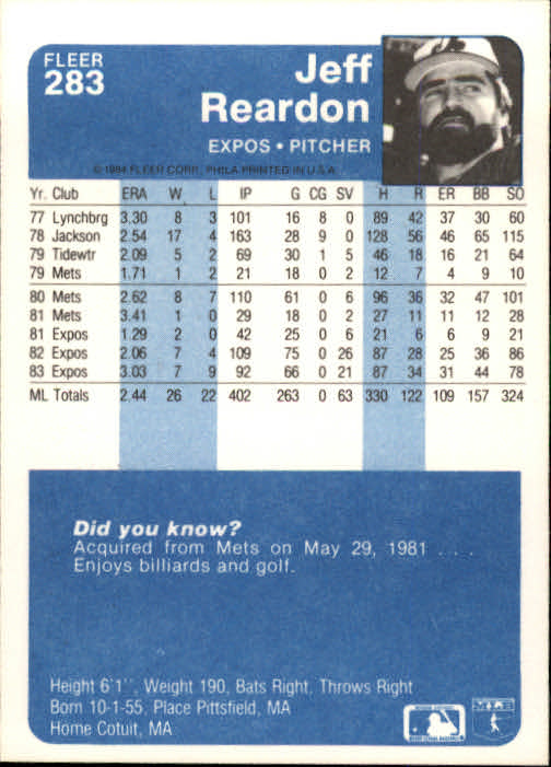 1984 Fleer Baseball Card #251-500 - Choose Your Card - Picture 67 of 487