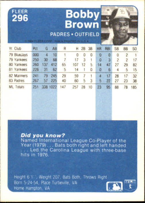 1984 Fleer Baseball Card #251-500 - Choose Your Card - Picture 93 of 487