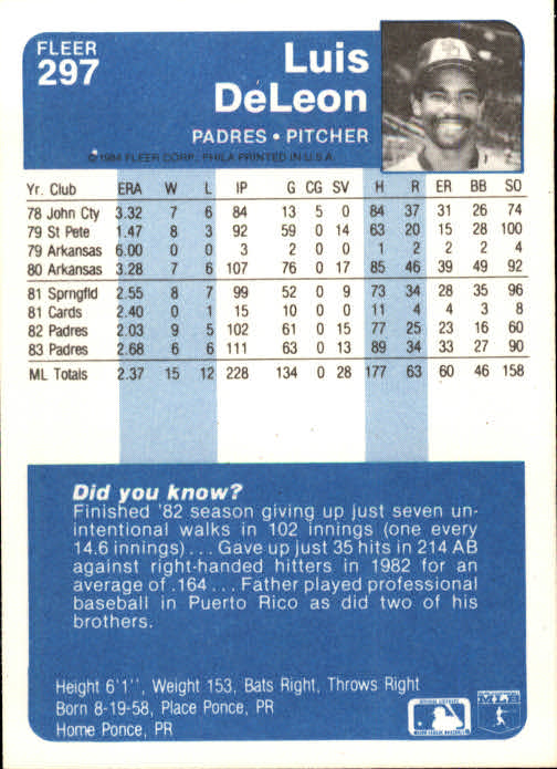 1984 Fleer Baseball Card Pick 288-584 - Picture 19 of 491