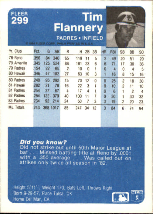 1984 Fleer Baseball Card Pick 288-584 - Picture 23 of 491