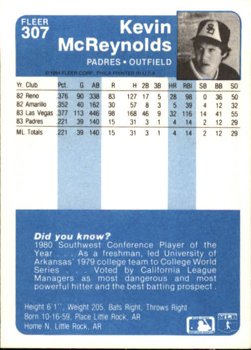 1984 Fleer Baseball Card #251-500 - Choose Your Card - Picture 115 of 487