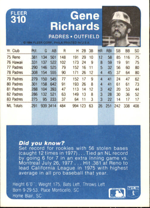 1984 Fleer Baseball Card Pick 288-584 - Picture 35 of 491