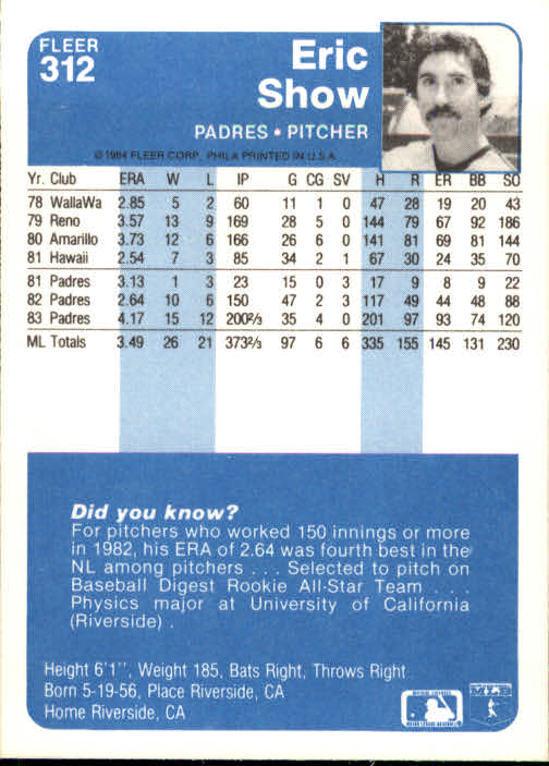 1984 Fleer Baseball Card Pick 288-584 - Picture 39 of 491
