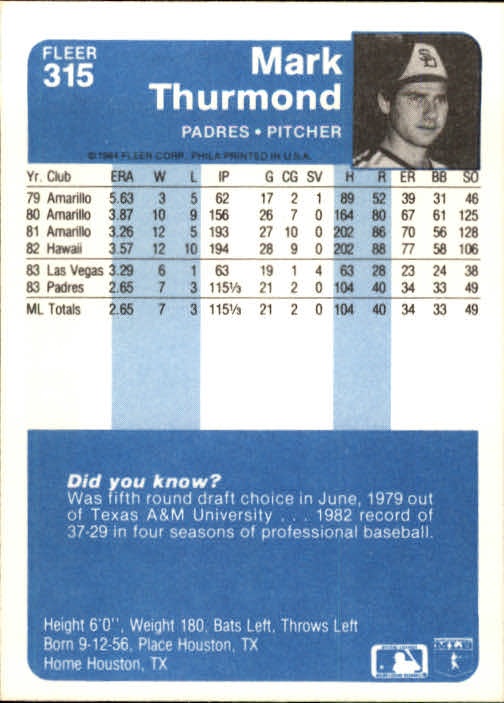 1984 Fleer Baseball Card Pick 288-584 - Picture 45 of 491