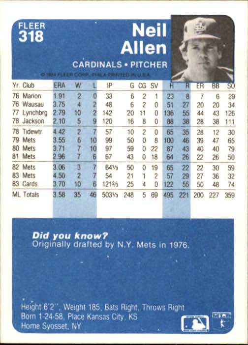 1984 Fleer Baseball Card Pick 288-584 - Picture 51 of 491