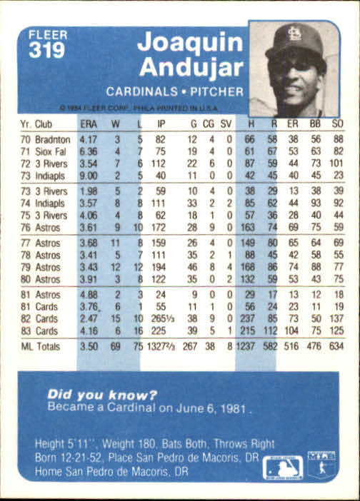 1984 Fleer Baseball Card Pick 288-584 - Picture 53 of 491