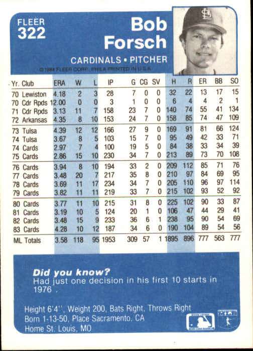 1984 Fleer Baseball Card Pick 288-584 - Picture 57 of 491