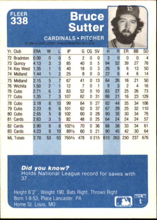 1984 Fleer Baseball Card Pick 288-584 - Picture 79 of 491