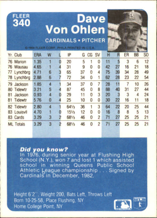 1984 Fleer Baseball Card Pick 288-584 - Picture 81 of 491